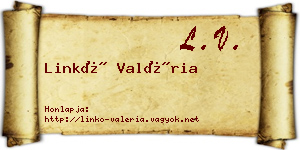 Linkó Valéria névjegykártya